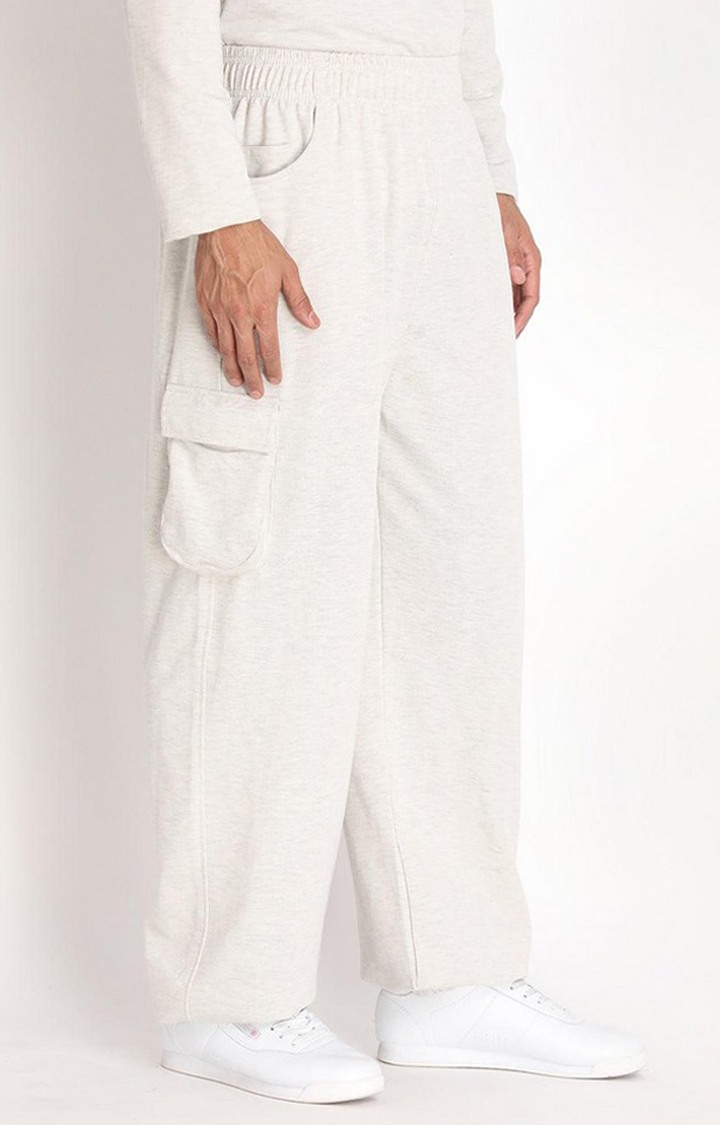 Men's Grey Solid Cotton Cargo
