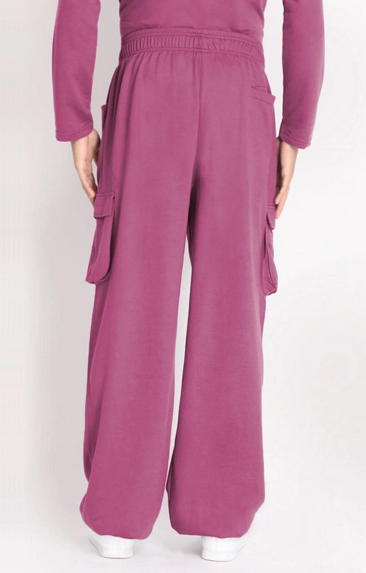 Men's Pink Solid Cotton Cargo