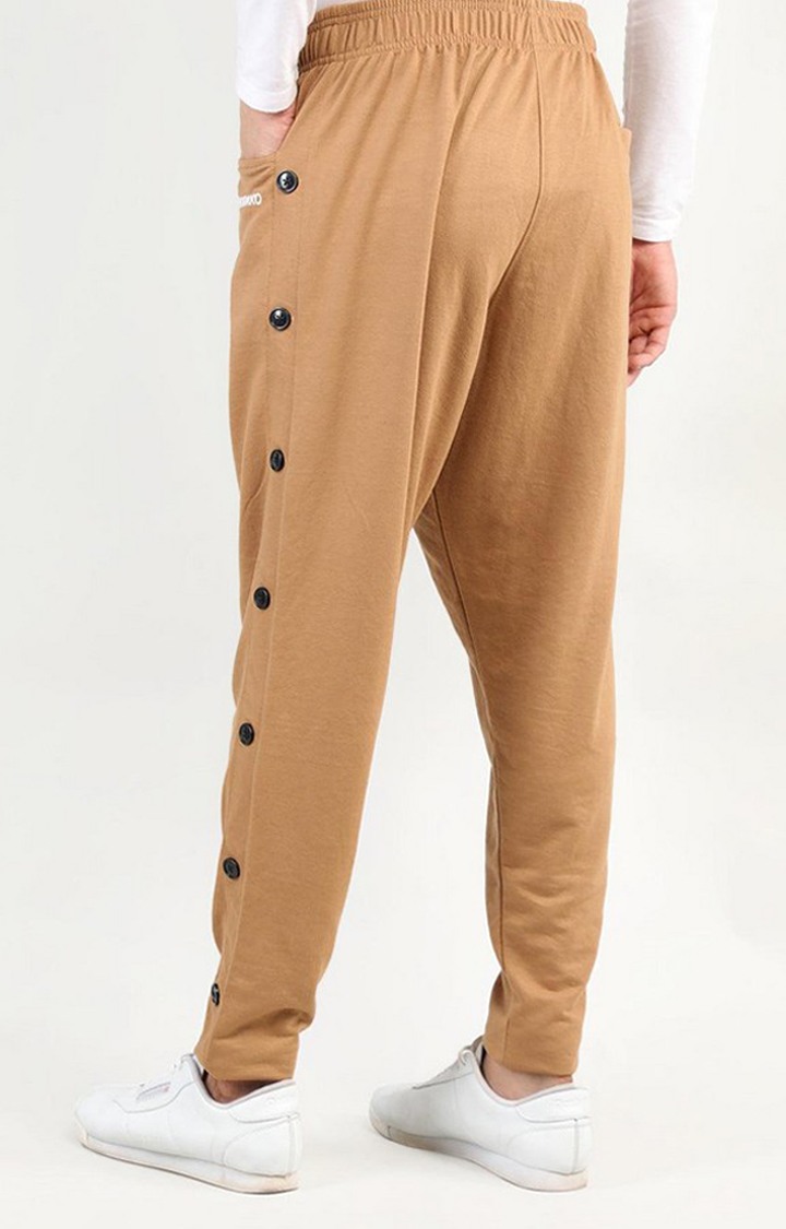 Men's Brown Solid Cotton Trackpant