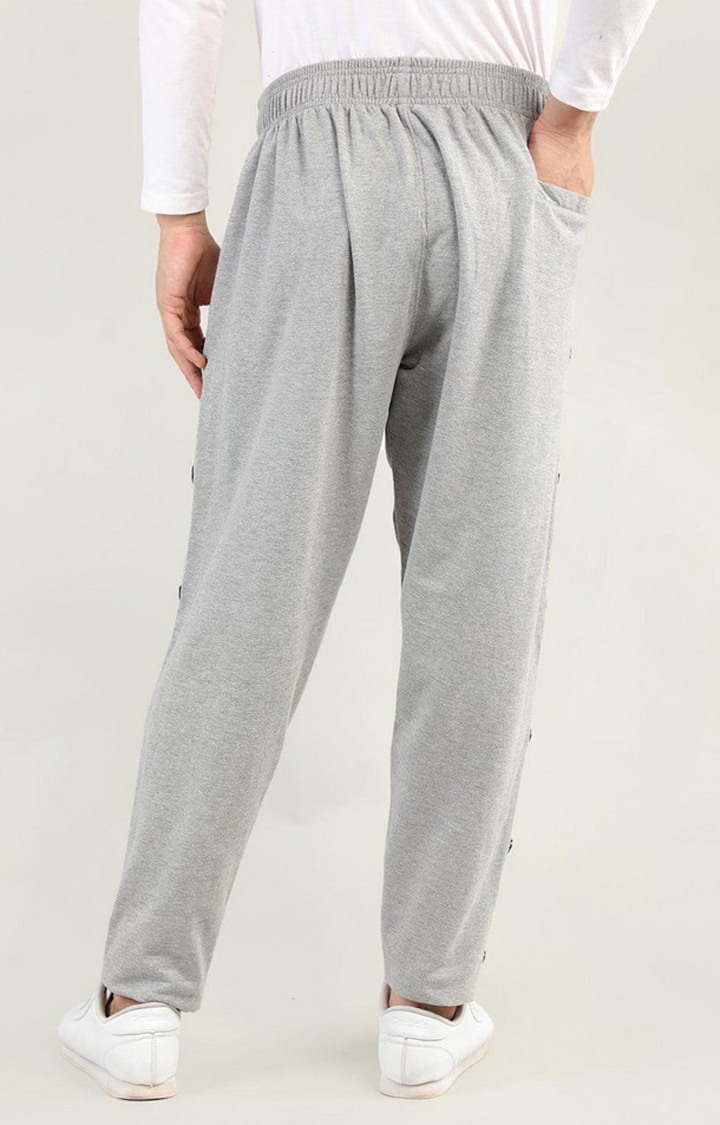 Men's Grey Melange Textured Cotton Trackpant