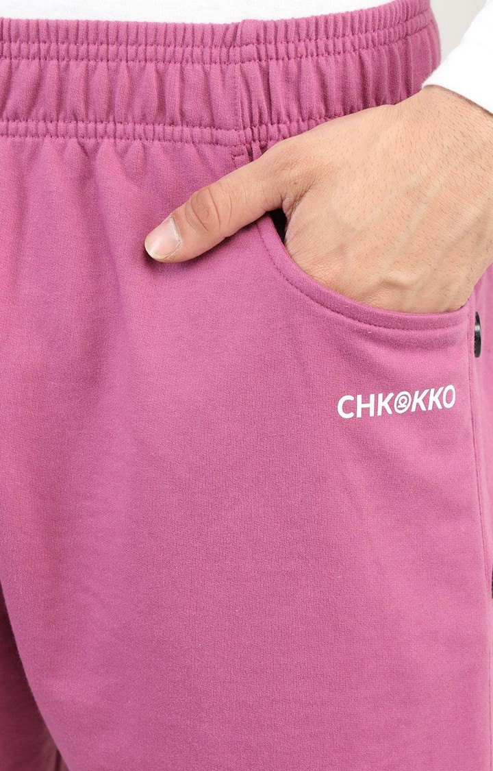 Men's Pink Solid Cotton Trackpant