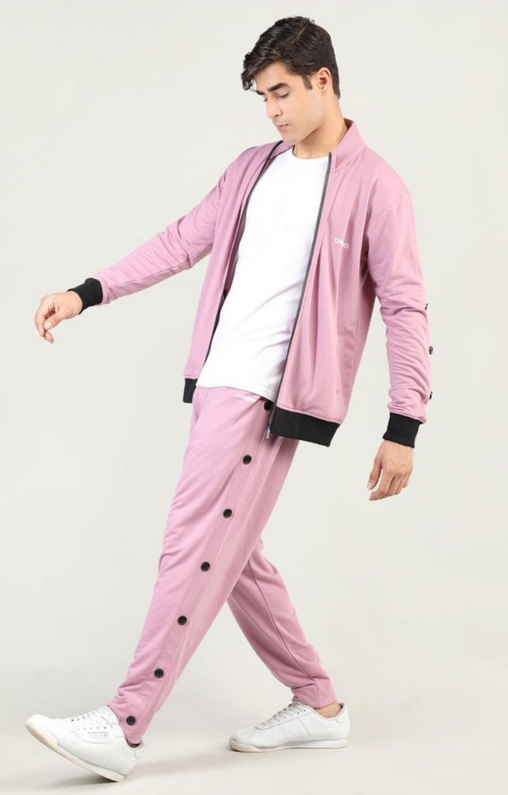 Men's Pink Solid Cotton Trackpant