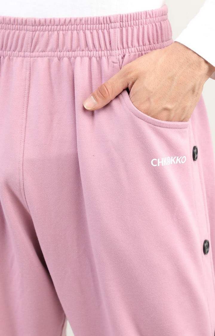 Men's Pink Solid Cotton Trackpant