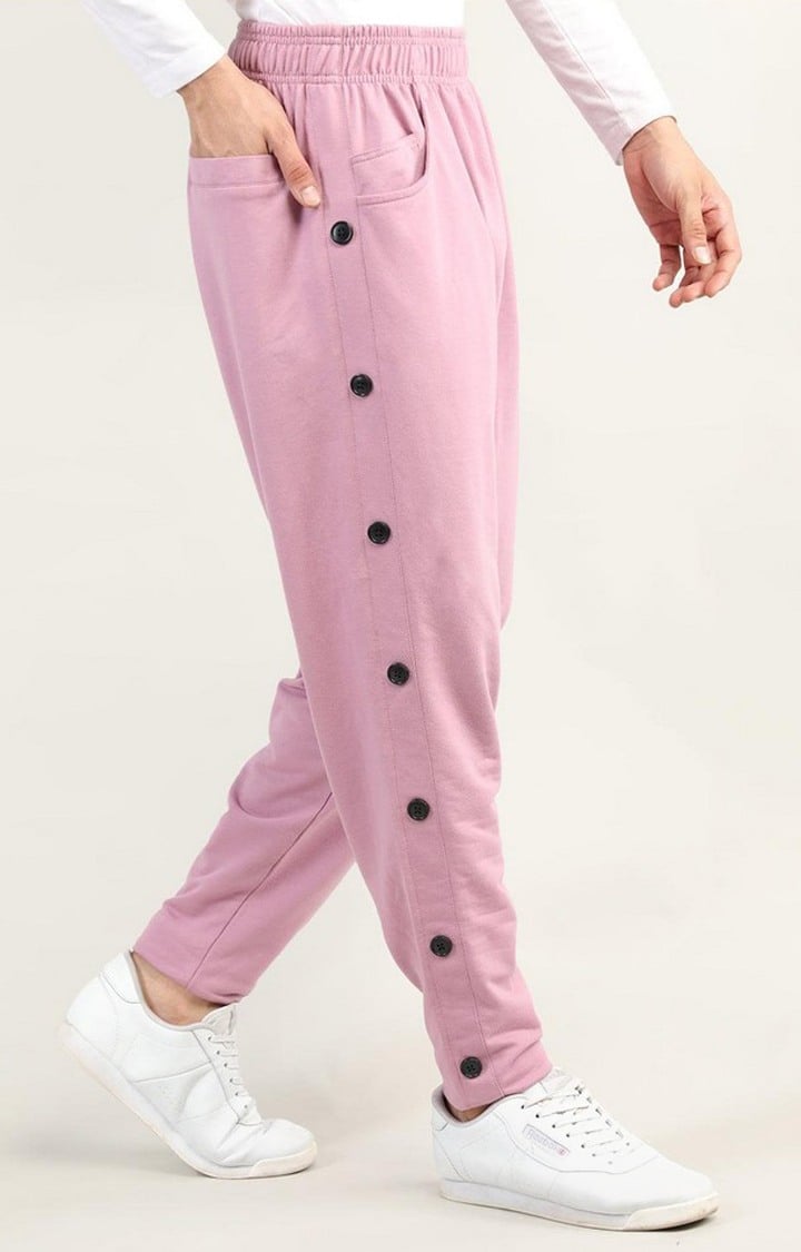 Men's Pink Solid Cotton Trackpant