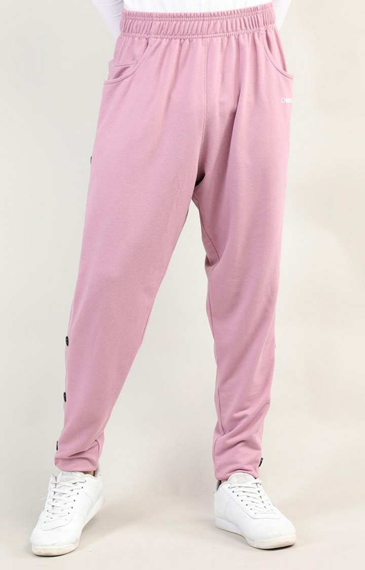 CHKOKKO | Men's Pink Solid Cotton Trackpant