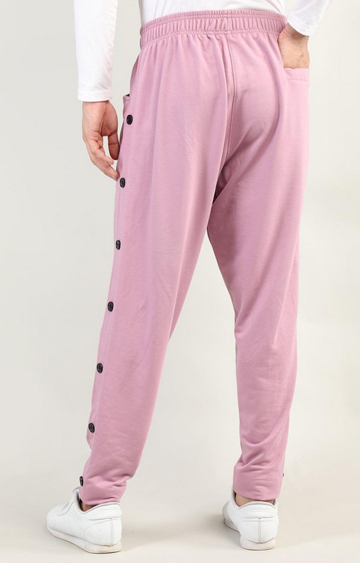 Men's Pink Solid Cotton Trackpant