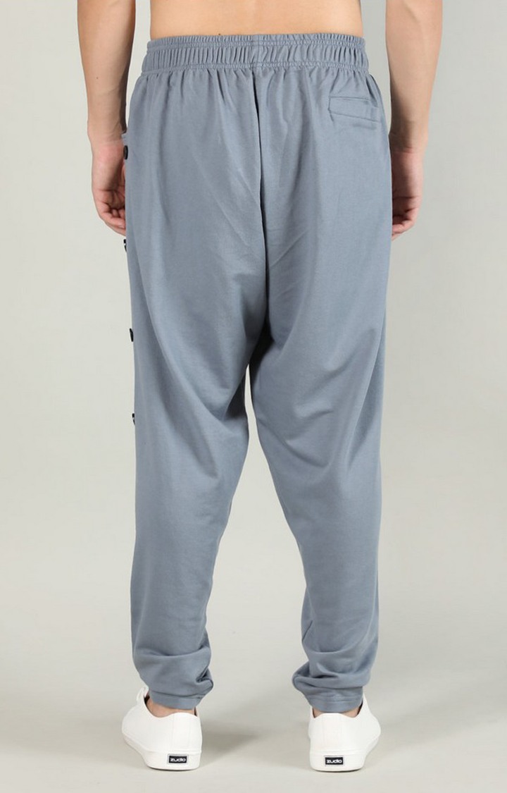 Men's Grey Solid Cotton Trackpant