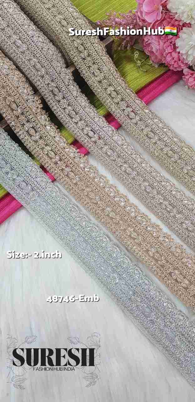 Rose Gold Imperial Badla Jari Lace – 48746-Emb