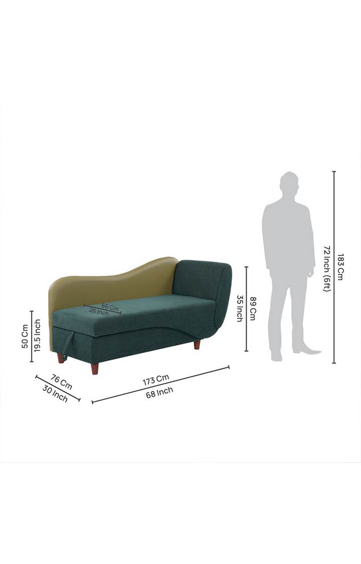 Viva Storage RHS Chaise Lounger Castle Green Colour