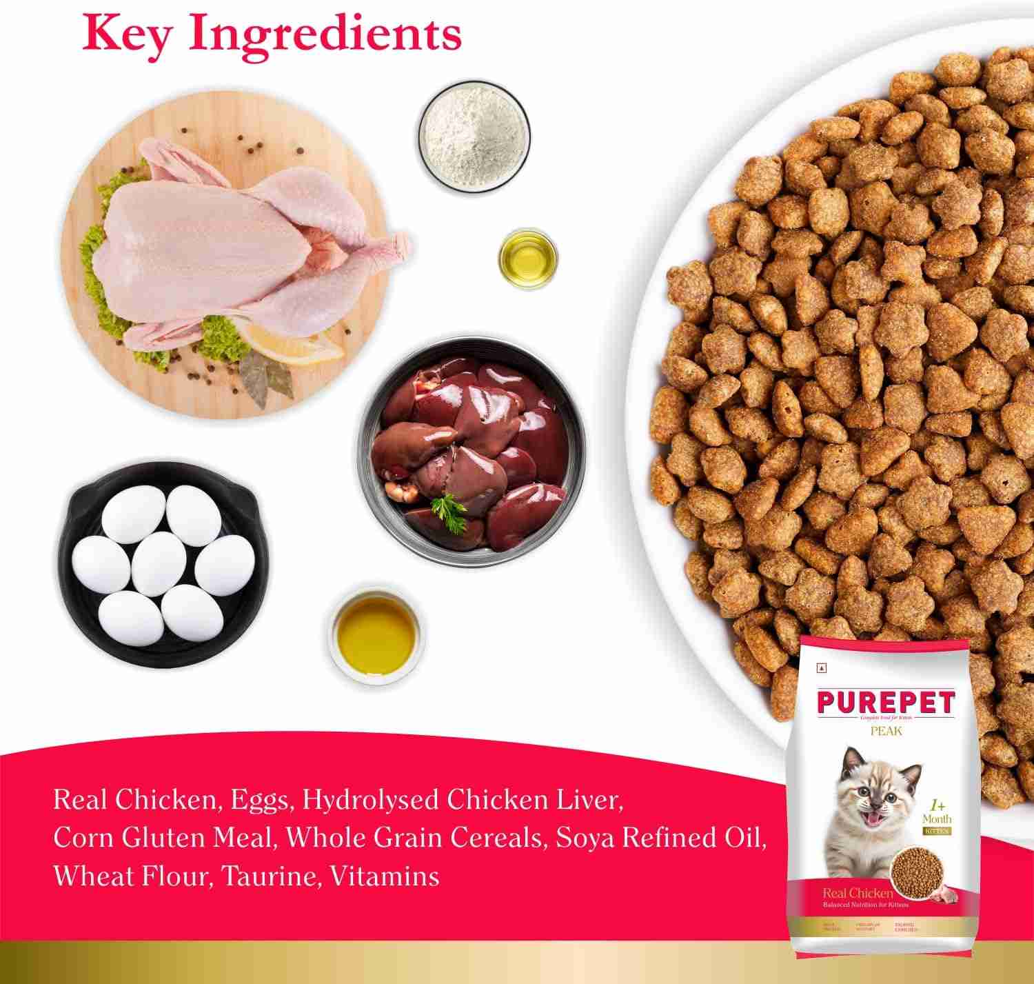 Purepet Peak Real Chicken Kitten Dry Food, 1.2 Kg