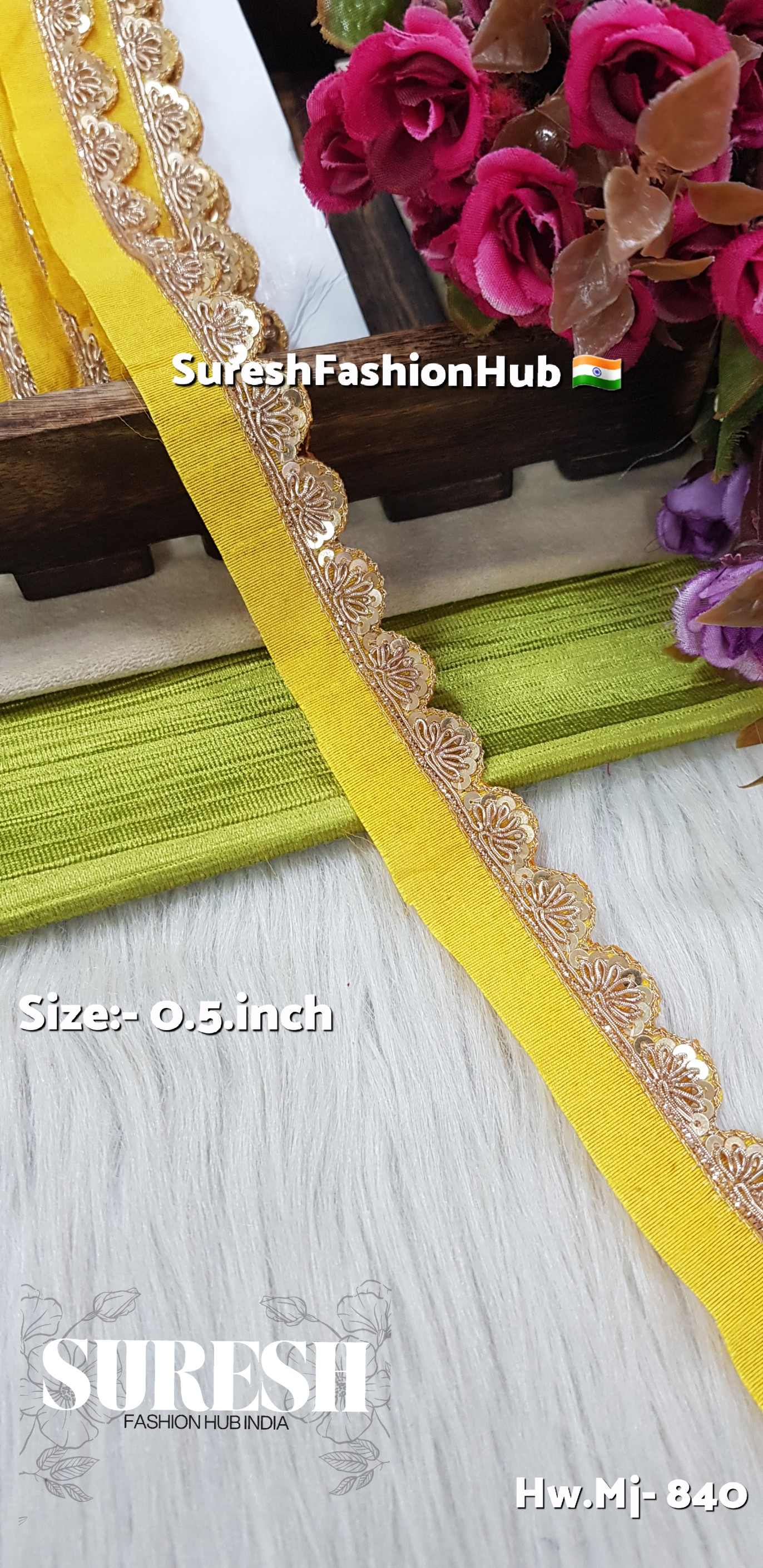 Yellow Zardosi Scalloped Border – Mj-840
