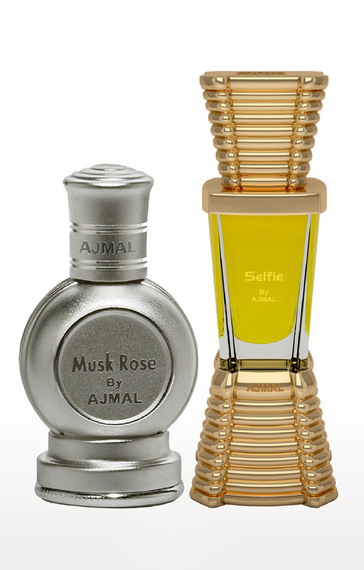 Ajmal Musk Rose Concentrated Perfume Oil Musky Alcohol-free Attar 12ml for Unisex and Selfie Concentrated Perfume Oil Alcohol-free Attar 10ml for Men