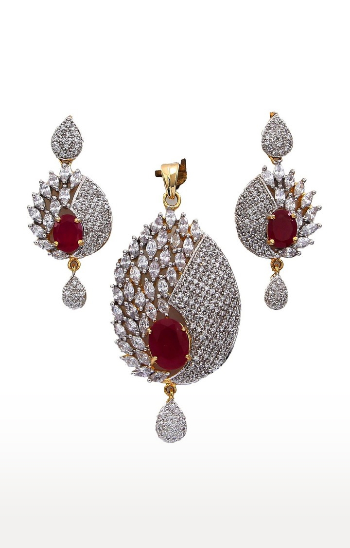 Cubic Zirconia Necklace Set In Gold Plating / Silver Plating – Ishu  Collections