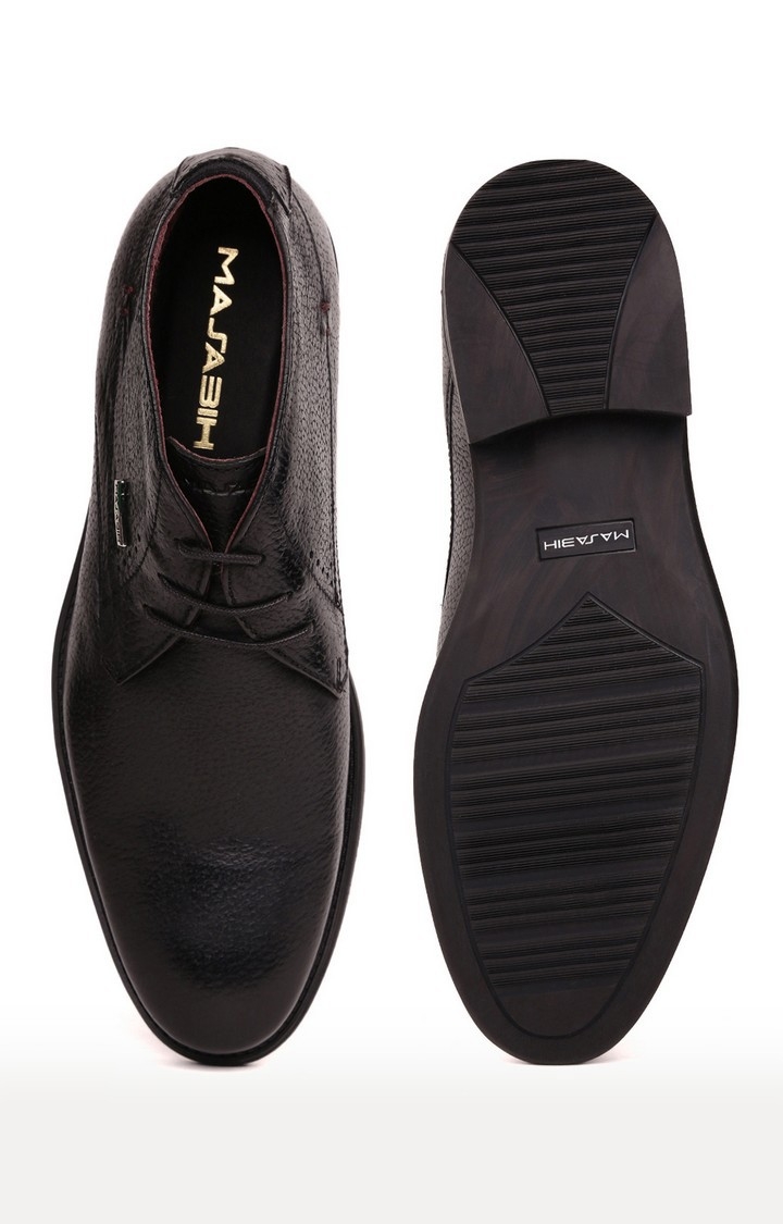 MASABIH | Masabih Genuine Leather Black Chukka Boots  4