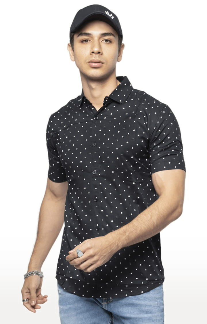 Men's Black Rayon Printed Casual Shirt