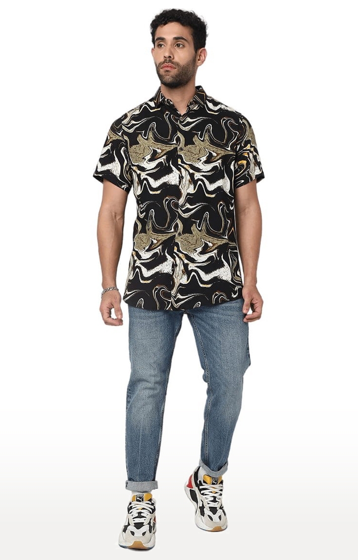 7 Shores Clothing | Men's Multicolour Rayon Printed Casual Shirt 1