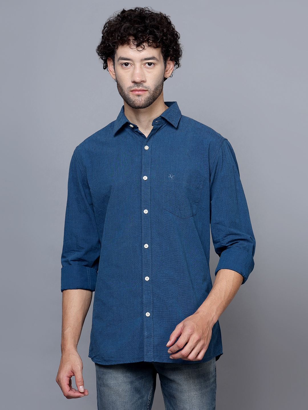 Buy Cantabil Blue Regular Fit Denim Shirt for Men's Online @ Tata CLiQ