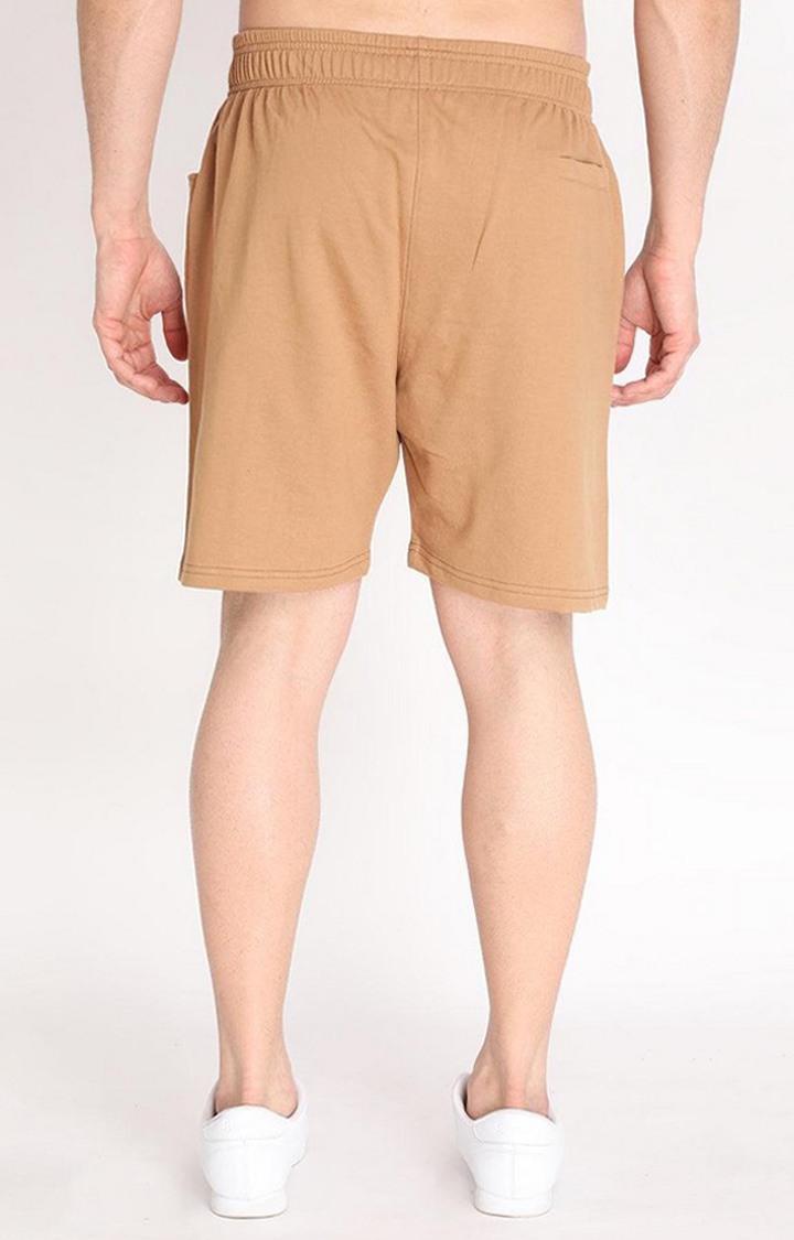 Men's Brown Solid Cotton Activewear Shorts