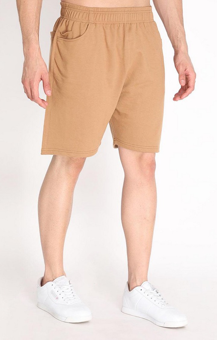 Men's Brown Solid Cotton Activewear Shorts