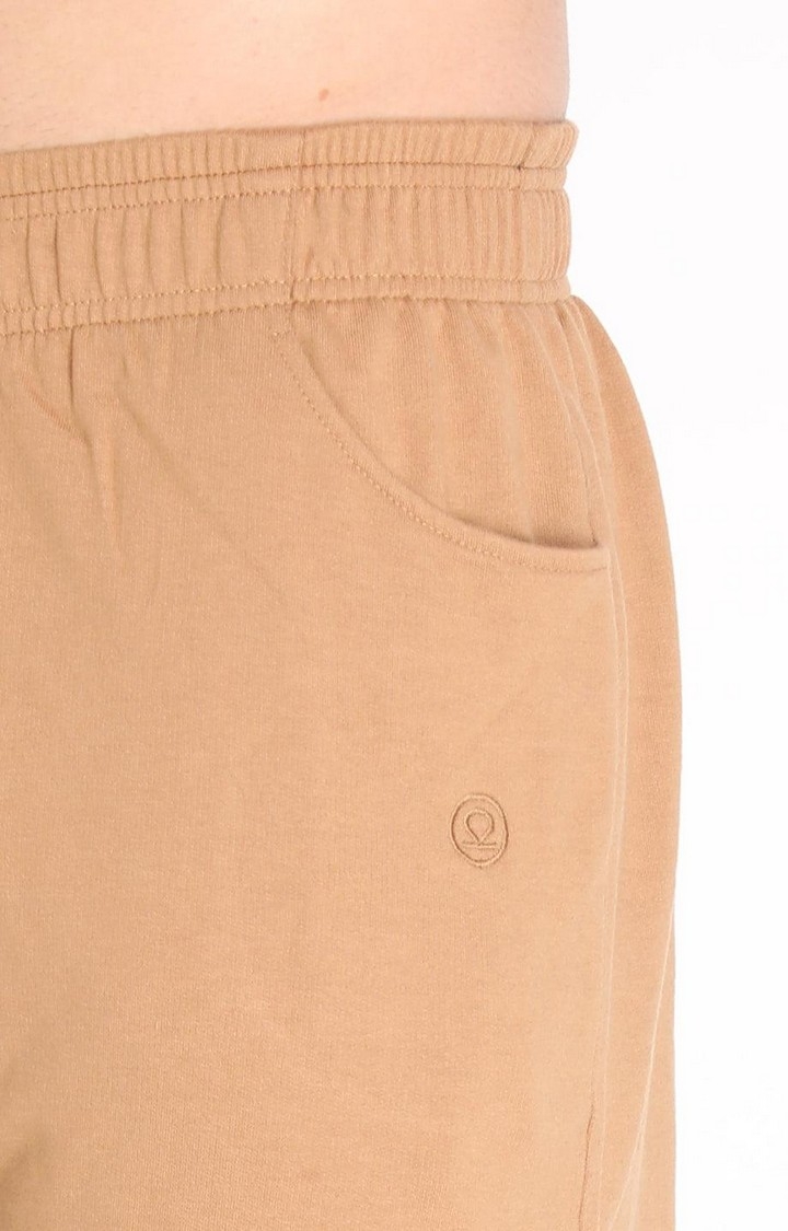 Men's Brown Solid Cotton Activewear Shorts