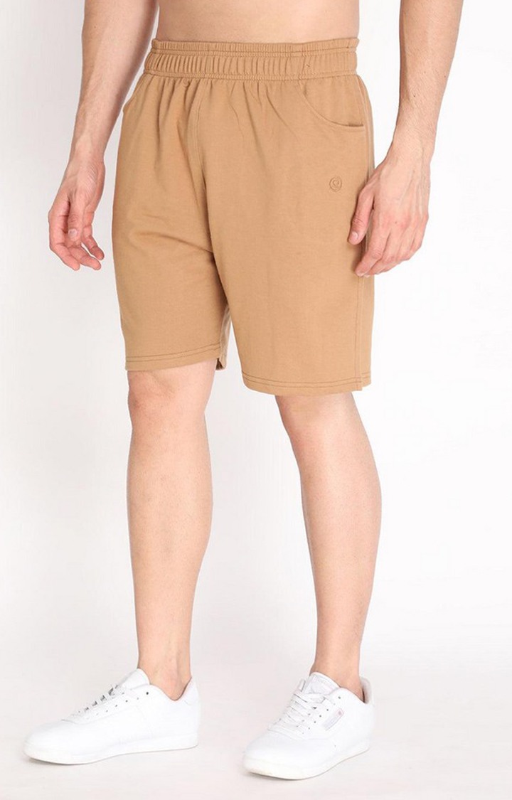 Men's Brown Solid Cotton Activewear Shorts