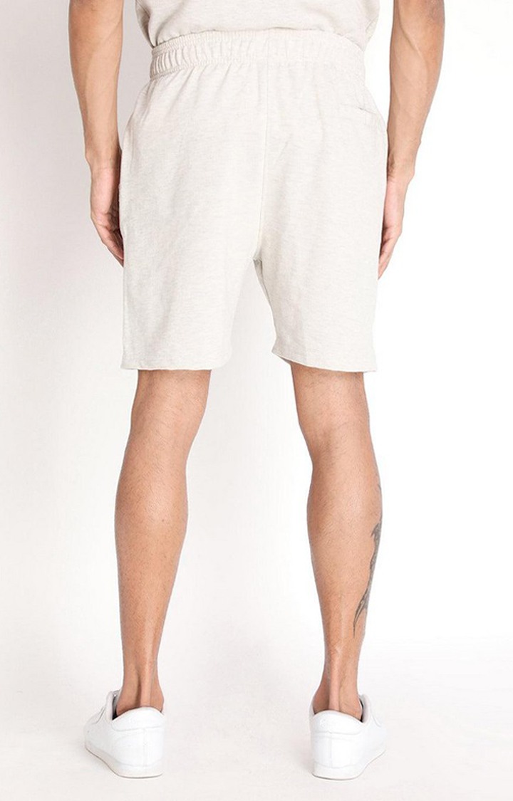 Men's Grey Melange Textured Cotton Activewear Shorts