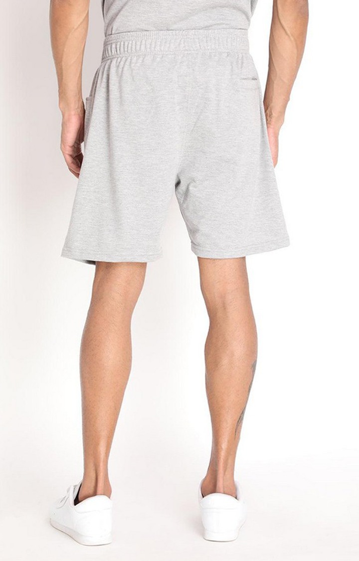 Men's Grey Melange Textured Cotton Activewear Shorts