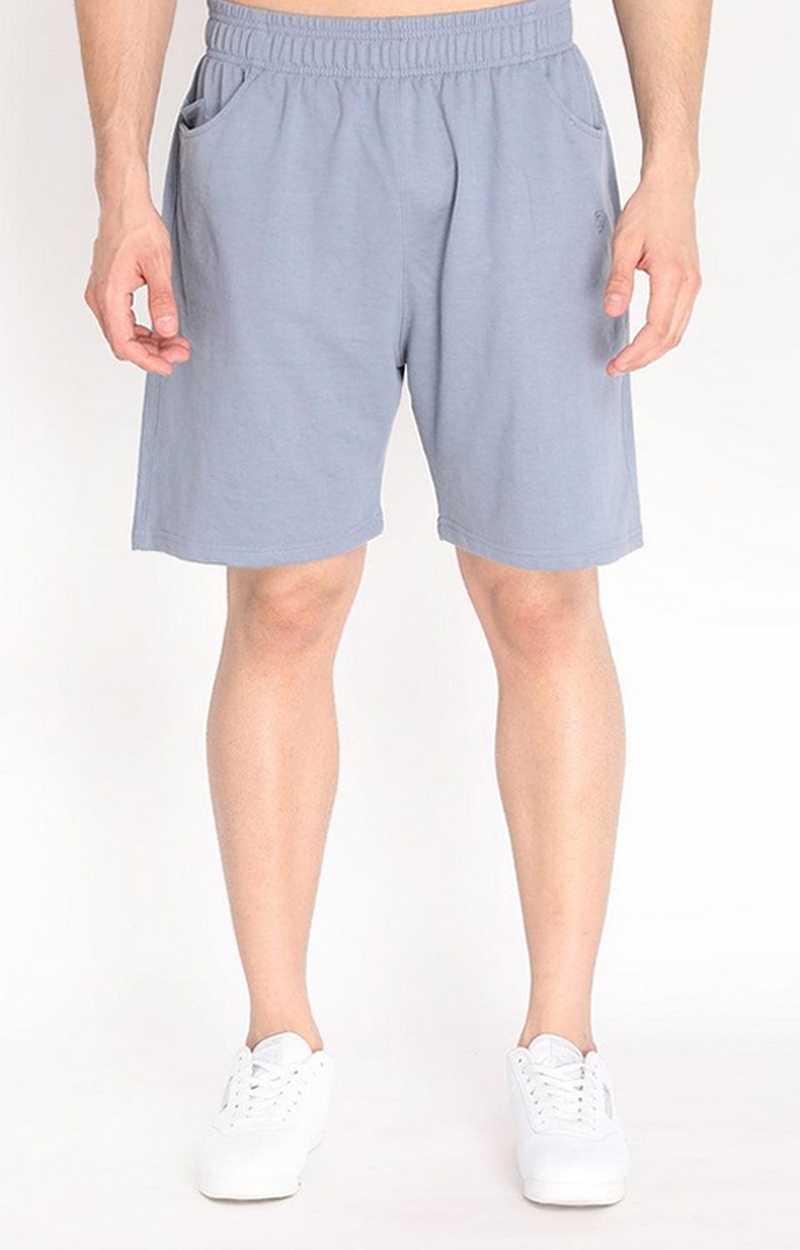 CHKOKKO | Men's Light Grey Solid Cotton Activewear Shorts