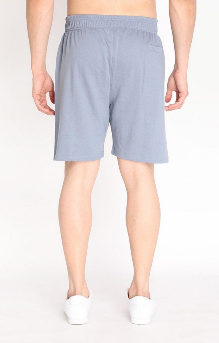 Men's Light Grey Solid Cotton Activewear Shorts