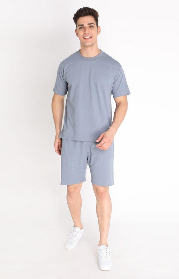 Men's Light Grey Solid Cotton Activewear Shorts