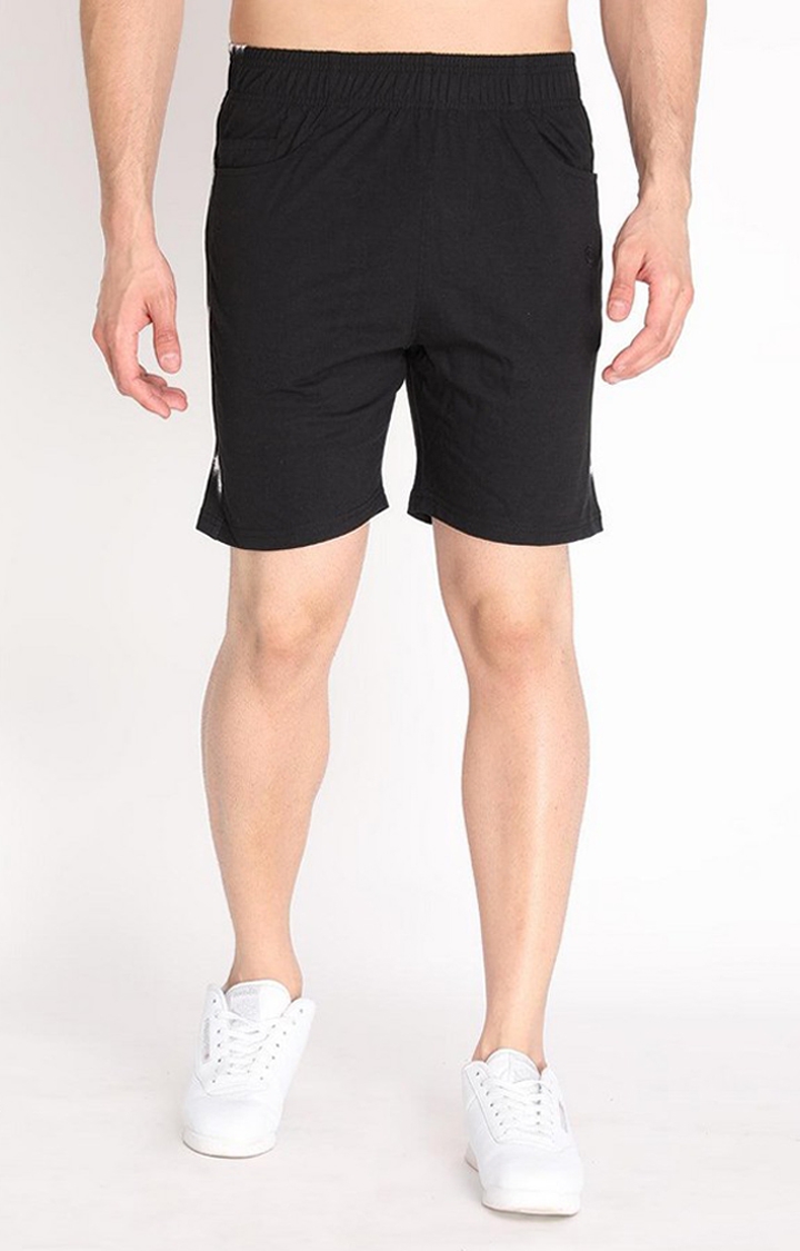 CHKOKKO | Men's Black Printed Cotton Activewear Shorts
