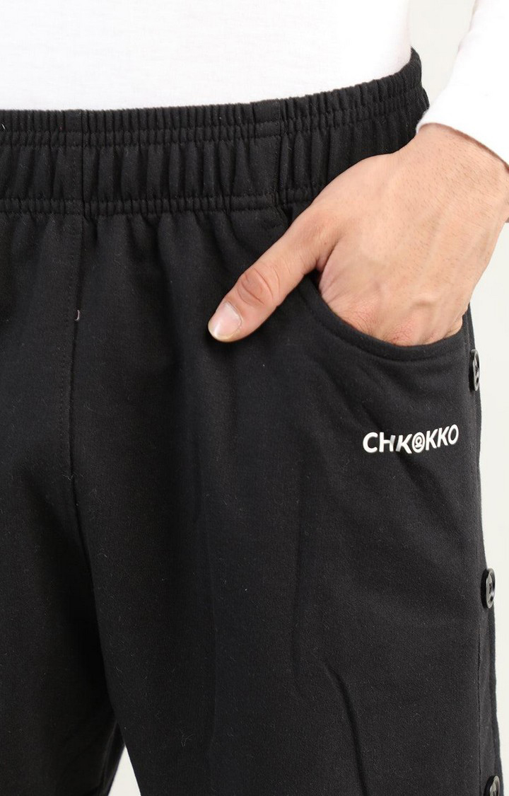 Men's Black Solid Cotton Activewear Shorts
