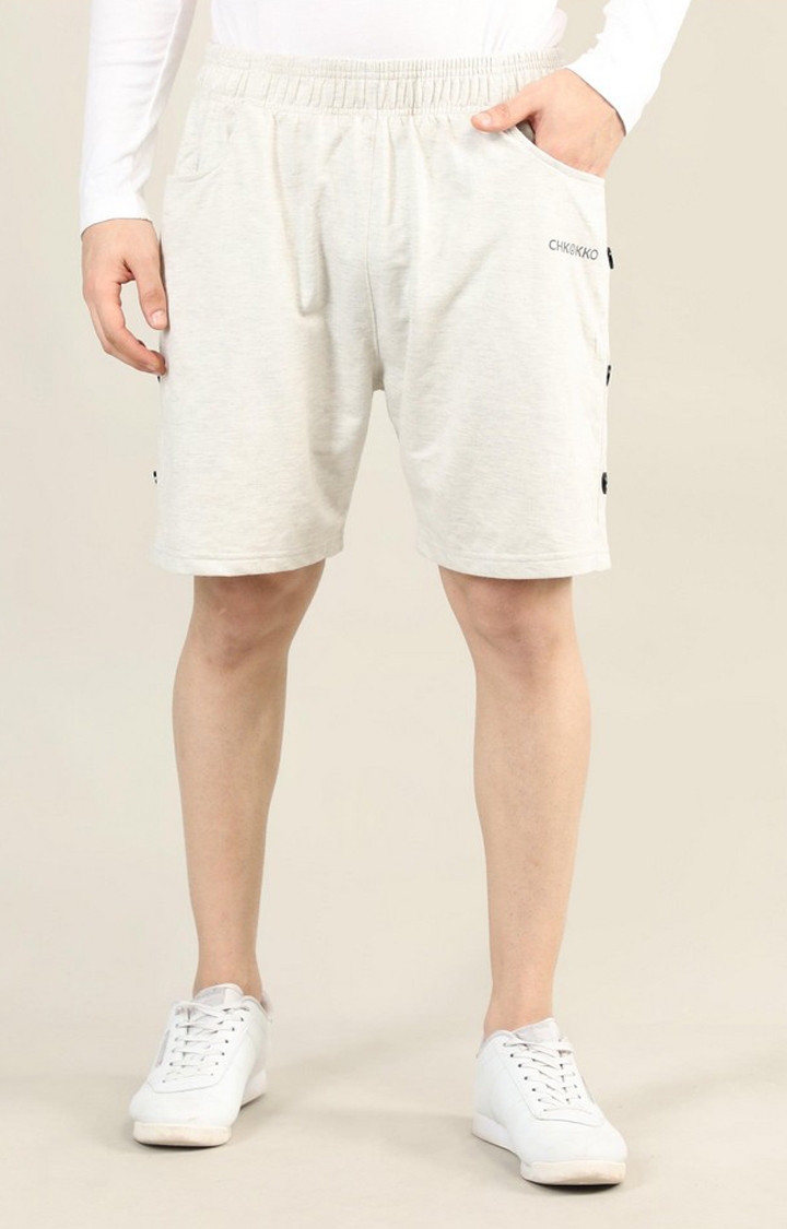 Men's Grey Solid Cotton Activewear Shorts
