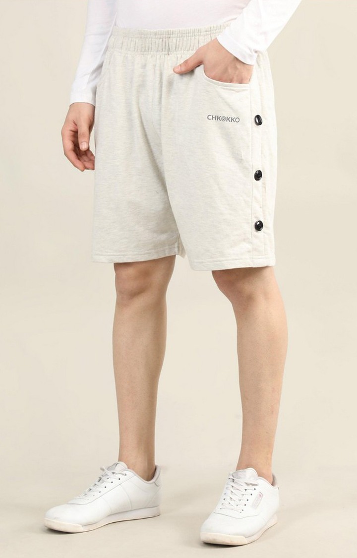 Men's Grey Solid Cotton Activewear Shorts