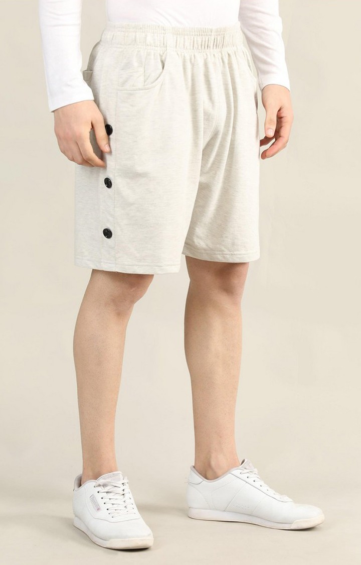 Men's Grey Solid Cotton Activewear Shorts