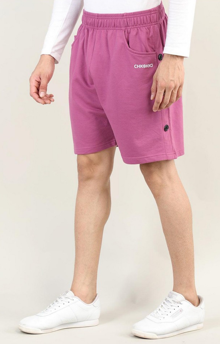 Men's Pink Solid Cotton Activewear Shorts