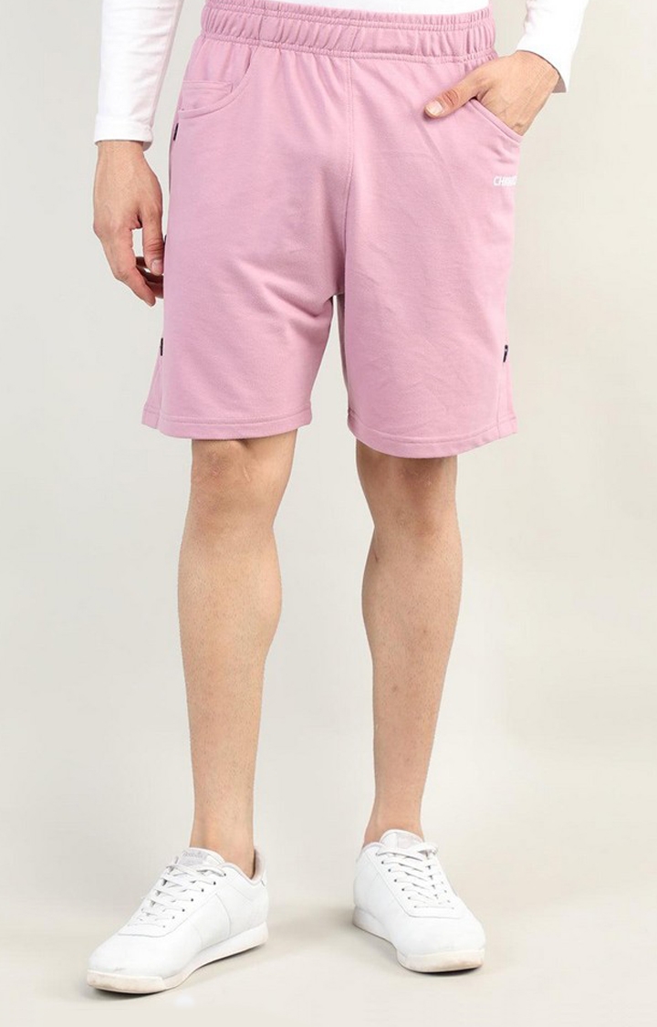Men's Pink Solid Cotton Activewear Shorts