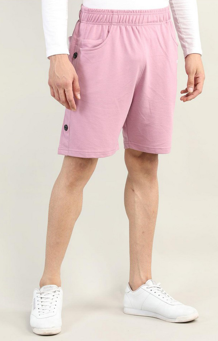 Men's Pink Solid Cotton Activewear Shorts