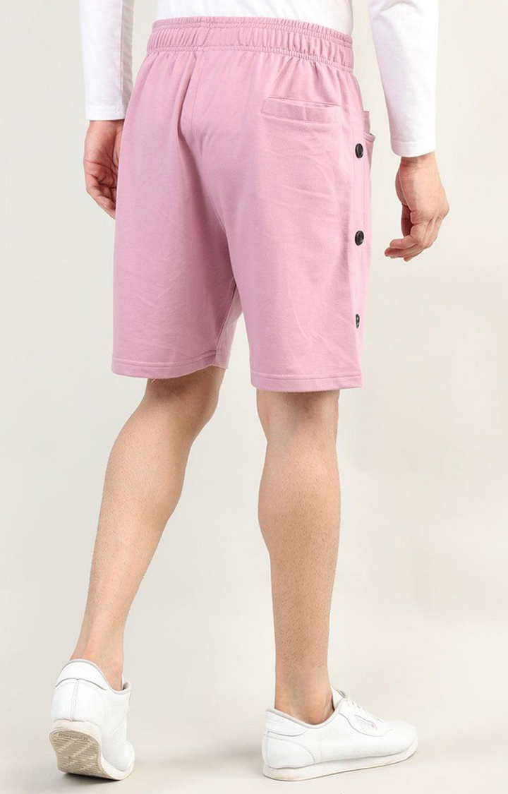 Men's Pink Solid Cotton Activewear Shorts