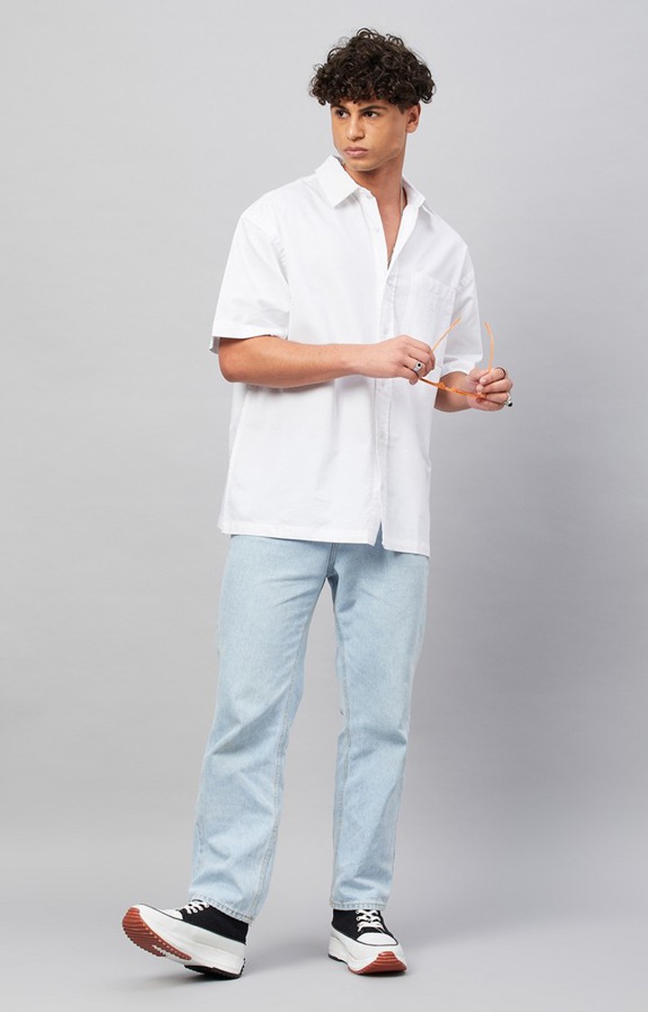 Chimpaaanzee Men White Oversized Fit Shirt