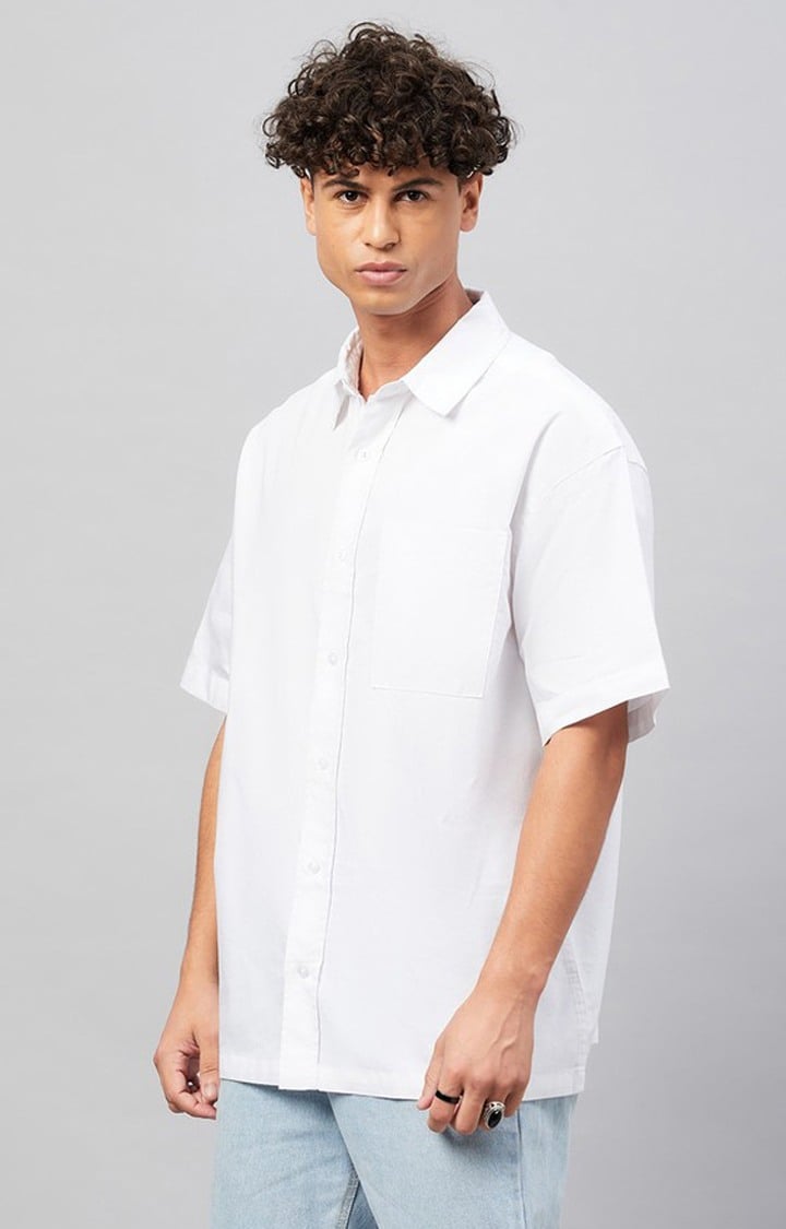 Chimpaaanzee Men White Oversized Fit Shirt