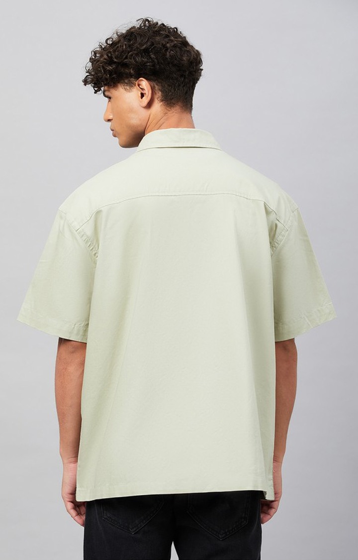 Chimpaaanzee Men Light Green Oversized Fit Shirt