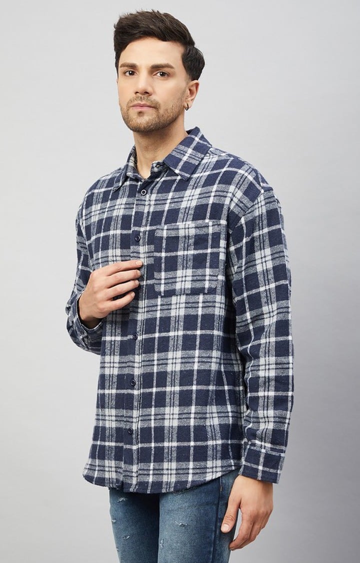 CHIMPAAANZEE | Chimpaaanzee Men Navy & Grey Oversized Fit Shirt