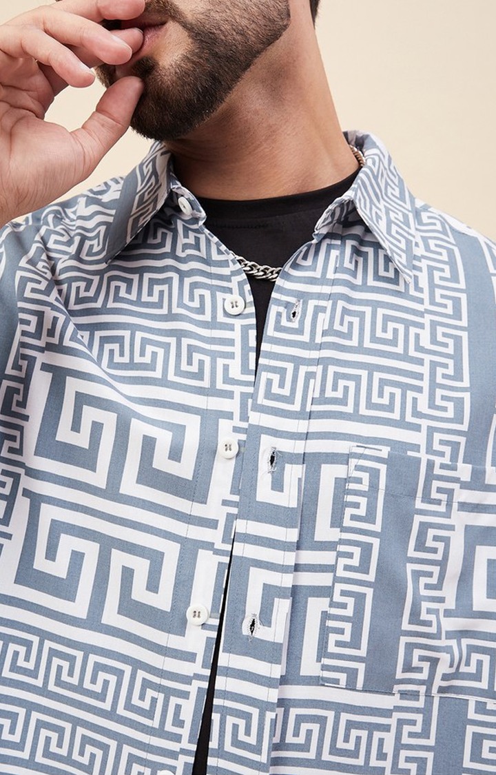 Chimpaaanzee Men Grey Oversized Fit Shirt