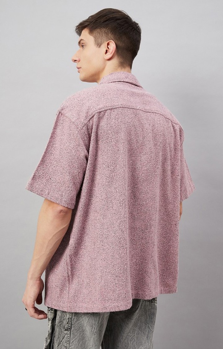 Chimpaaanzee Men Pink Oversized Fit Shirt