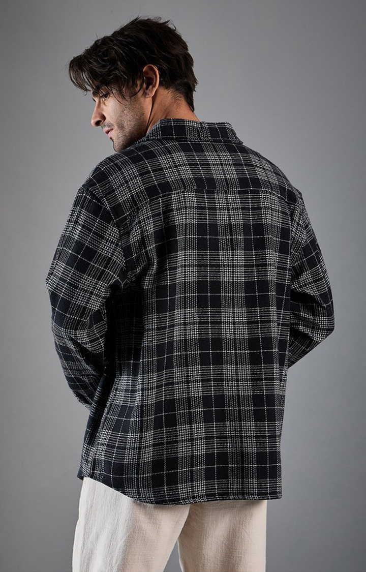 Chimpaaanzee Men Black & Grey Oversized Shirt