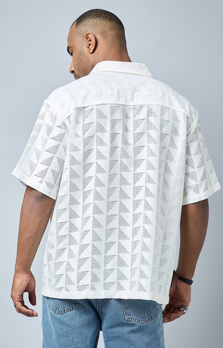 Chimpaaanzee Men Off-White Oversized Shirt