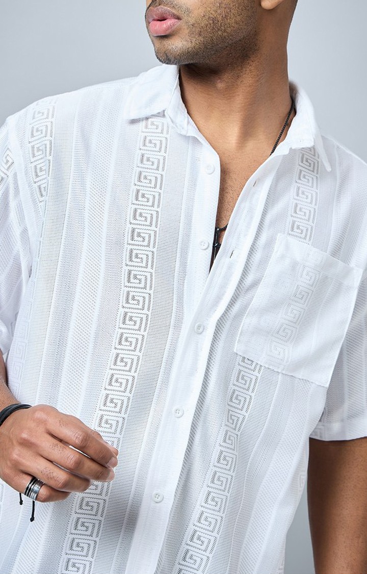 Chimpaaanzee Men White Oversized Shirt