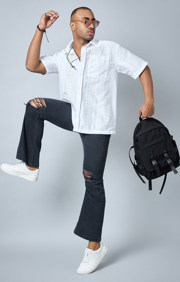 Chimpaaanzee Men White Oversized Shirt