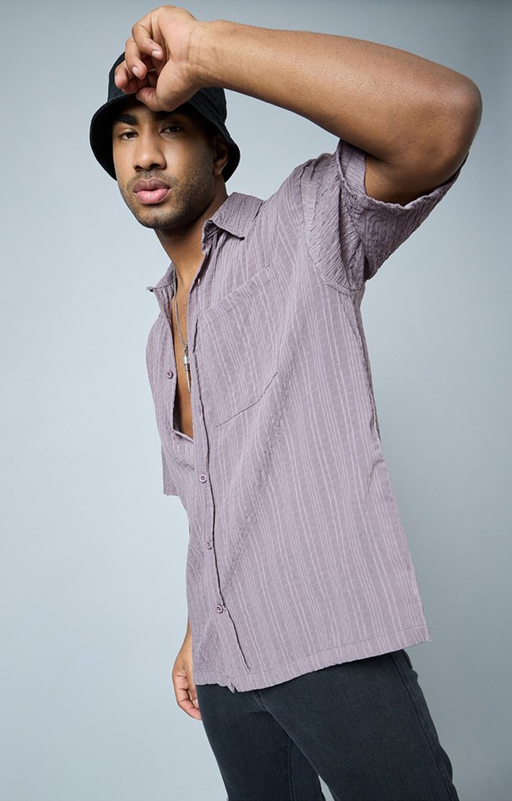 Chimpaaanzee Men Mauve Oversized Shirt
